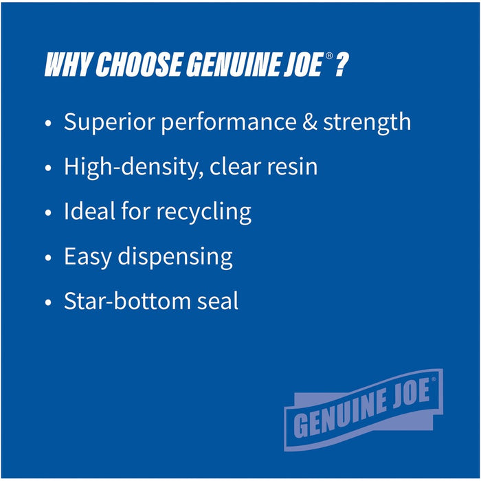 Genuine Joe High-Density Can Liners Small Size - 16 Gal Capacity - 24" Width X 32" Length - 0.31 Mil (8 Micron) Thickness - High Density - Clear - Resin - 20/Carton - 50 Per Roll - Office Waste, Industrial Trash