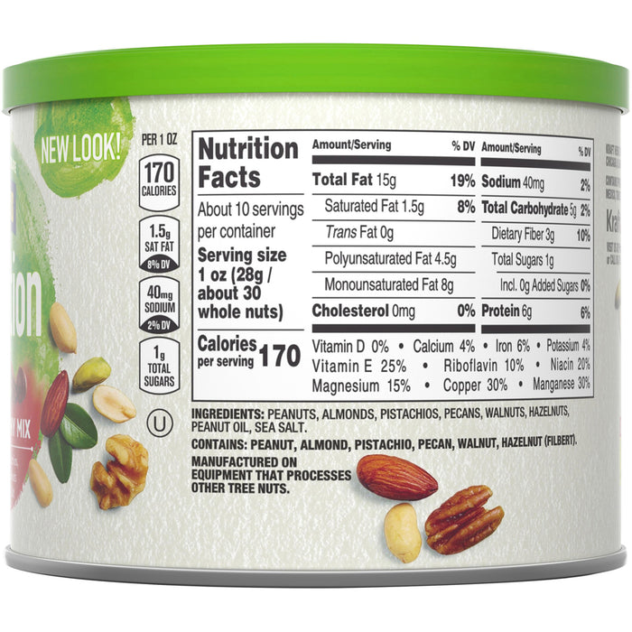 Planters Kraft NUT-rition Heart Healthy Mix Resealable Container - Almond, Pecan, Hazelnut, Pistachio, Peanut, Walnut - 9.75 Oz - 1 Each