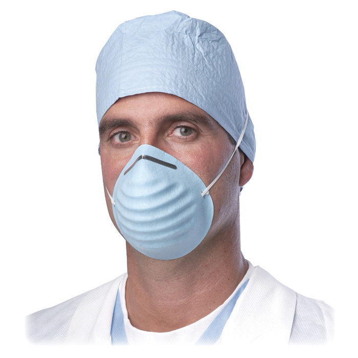 Medline Cone-style Face Mask Latex-Free, Fluid Resistant, Rounded Edge - Blue - 50 / Box