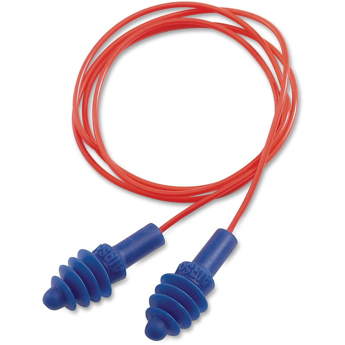 Howard Leight® by Honeywell DPAS-30R AirSoft Multiple-Use Earplugs, 27NRR, Red Polycord, Blue, 100/Box