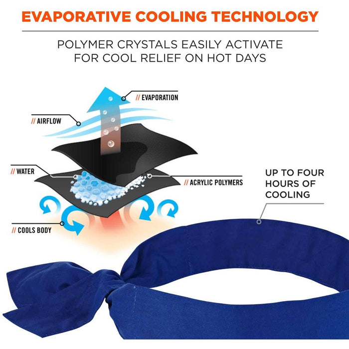 ergodyne® Chill-Its Evaporating Cooling Bandana 1 Each - Solid Blue