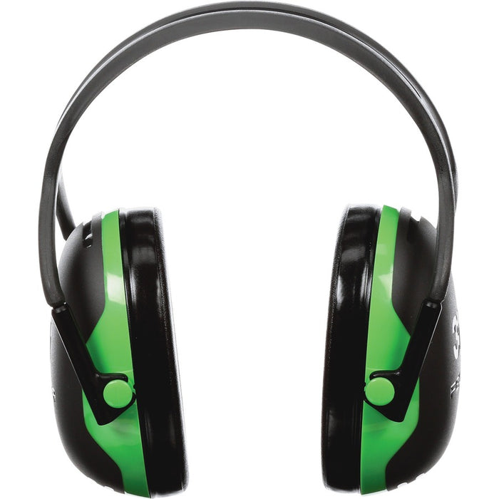 3M™Peltor Over-the-head Earmuffs Recommended For: Food Processing, Metalworking, Manufacturing, Printing, Automotive, Construction, Mining, Woodworking, Airport - Noise Reduction Rating Protection - Black/Green - 1 Each