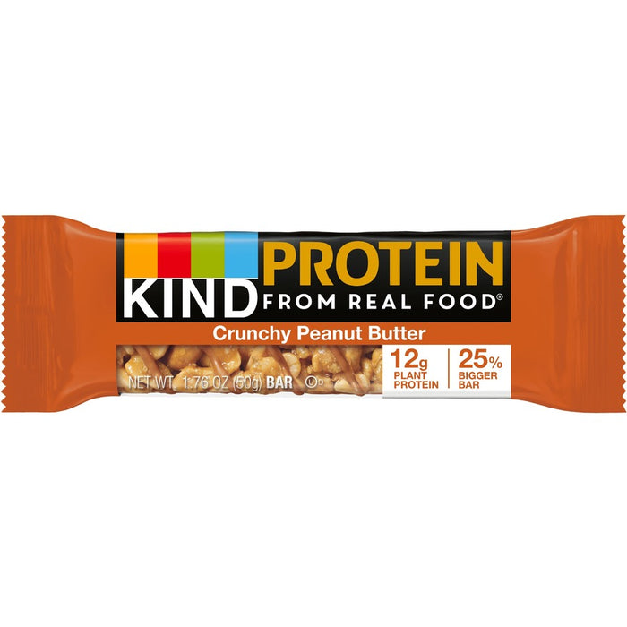 KIND Crunchy Peanut Butter Protein Bars Trans Fat Free, Low Sodium, Gluten-Free, Individually Wrapped - Crunchy Peanut Butter - 1.76 Oz - 12 / Box