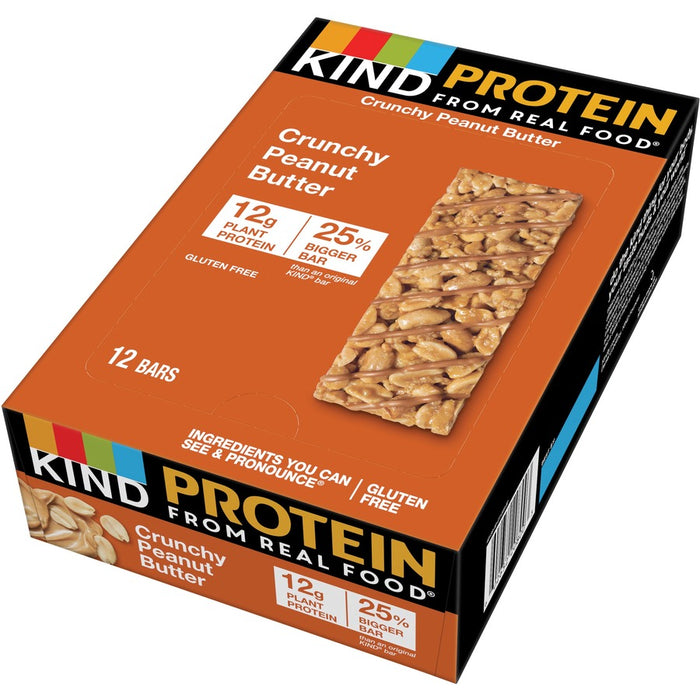 KIND Crunchy Peanut Butter Protein Bars Trans Fat Free, Low Sodium, Gluten-Free, Individually Wrapped - Crunchy Peanut Butter - 1.76 Oz - 12 / Box