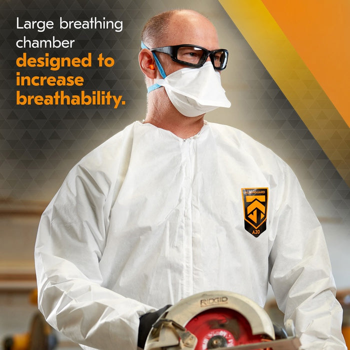 KleenGuard™N95 Pouch Respirator Recommended For: Face - Comfortable, Breathable, Adjustable Nose-Piece, Lightweight, Foldable, Head Strap, Particle Filtration Efficiency (PFE) - Regular Size - White, Blue - 12 / Carton