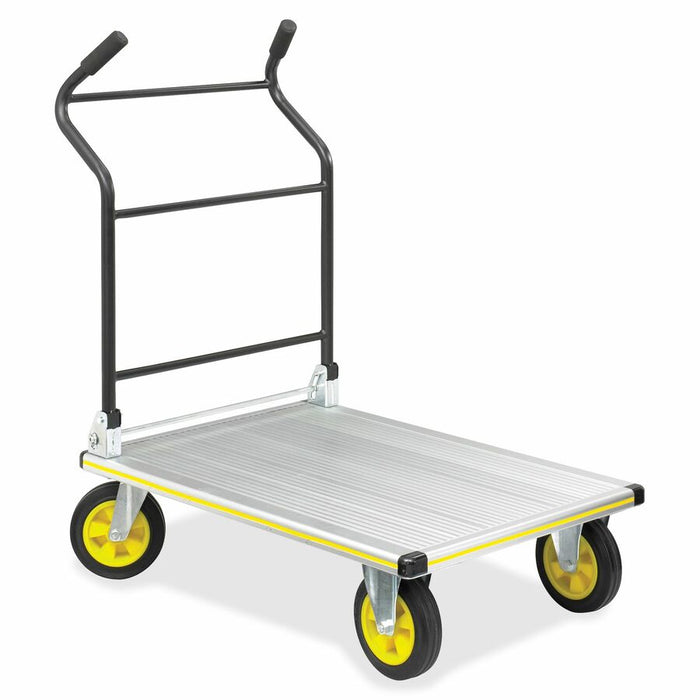 Safco® Stow-Away Platform Hand Truck Tubular Handle - 1000 Lb Capacity - 4 Casters - 7" Caster Size - Aluminum - X 24" Width X 39" Depth X 40" Height - Aluminum Frame - Silver - 1 Each