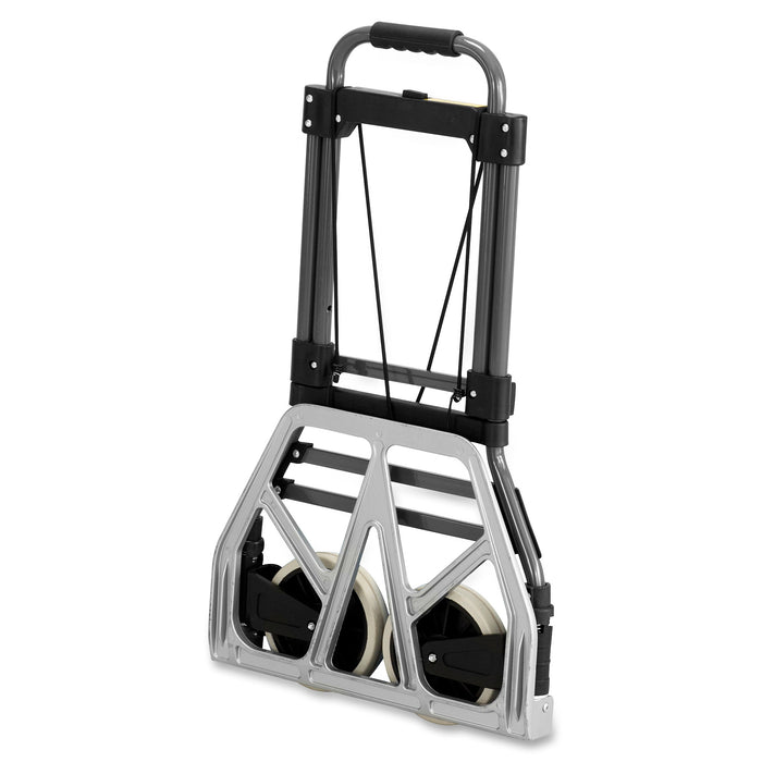 Safco® Stow-Away Collapsible Medium Hand Truck, Telescopic Handle - 275 Lb Capacity - 2 Casters - 7" Caster Size - Aluminum - X 19.5" Width X 18" Depth X 39" Height - Aluminum Frame - Silver - 1 Each