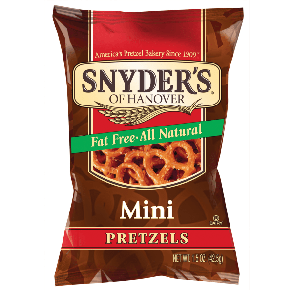 Snyder's® Fat-Free All-Natural Mini Pretzels, 1.5 Oz, Pack Of 48