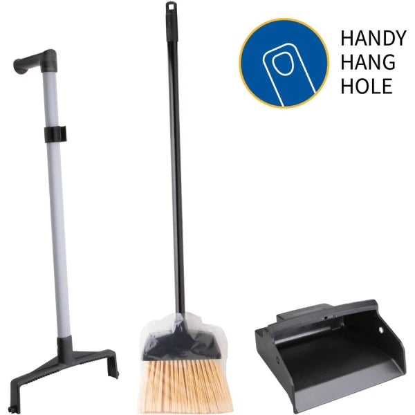 Genuine Joe Lobby Dust Pan Combo Kit, Black