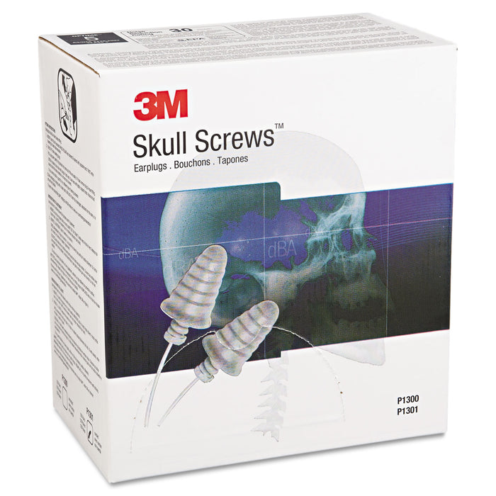 3M™E-A-R Skull Screws Earplugs, Corded, 32 dB NRR, Gray, 480 Pairs