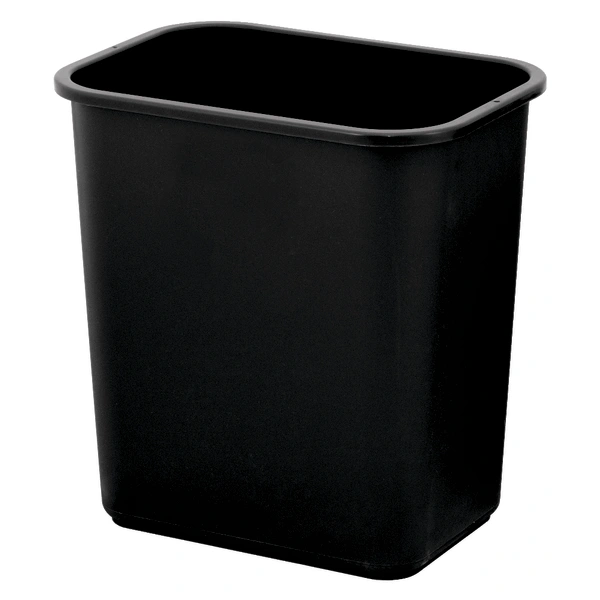 Highmark™ Rectangular Plastic Wastebasket, 6.5 Gallons, 15"H x 10"W x 14-1/4"D, Black