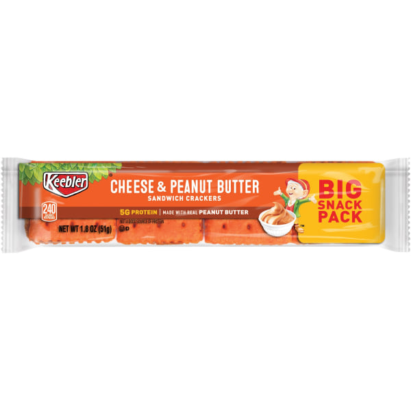 Keebler® Sandwich Crackers, Cheese & Peanut Butter, 1.8 Oz, Box Of 12