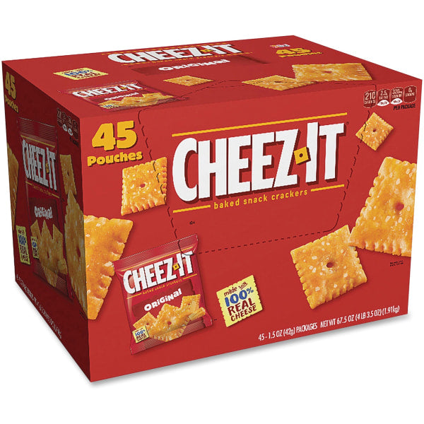 Cheez-It® Baked Snack Crackers, Original Flavor, 1.5 Oz Bags, Box Of 45