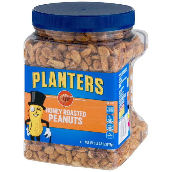 PLANTERS® Dry-Roasted Honey Peanuts, 34.5 Oz Tub