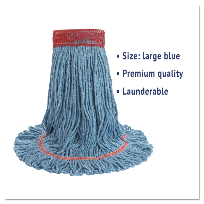 Boardwalk® Super Loop Wet Mop Head, Cotton/Synthetic Fiber, 5" Headband, Large Size, Blue