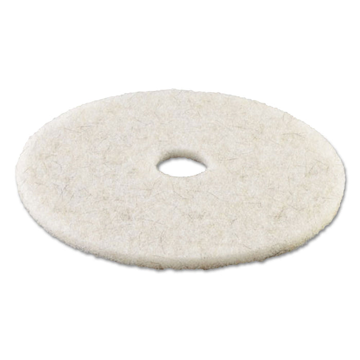 Natural Burnishing Floor Pads, 17" Diameter, White, 5/Carton