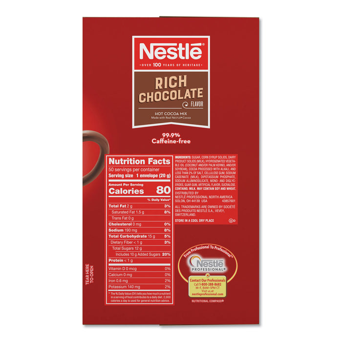 Nestlé® Hot Cocoa Mix, Rich Chocolate, 0.71 oz Packets, 50/Box, 6 Box/Carton