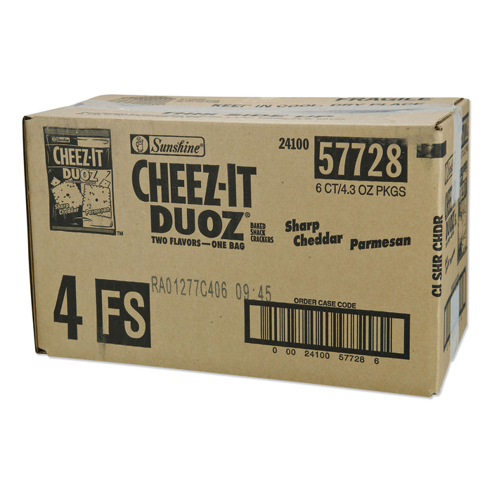 Sunshine® Cheez-it Duoz Crackers, Sharp Cheddar and Parmesan, 4.3 oz Bag, 6/Pack