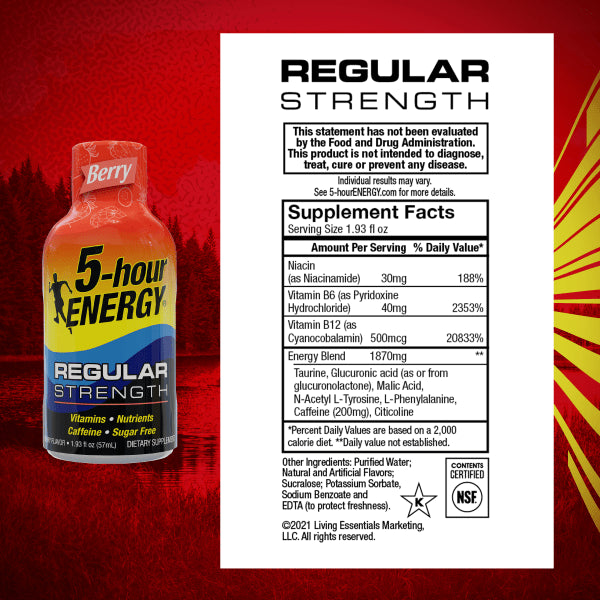 5-hour ENERGY® Shot, Regular Strength, Berry, 1.93 Oz