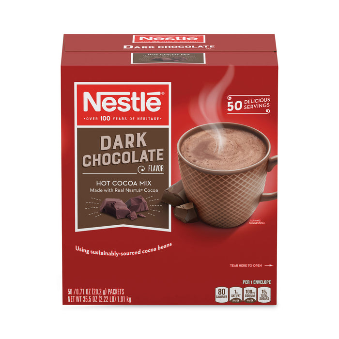 Nestlé® Hot Cocoa Mix, Dark Chocolate, 0.71 Packets, 50 Packets/Box, 6 Boxes/Carton