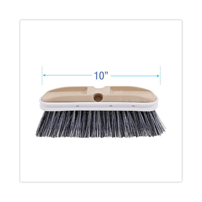 Polystyrene Vehicle Brush with Vinyl Bumper, Black/White Polystyrene Bristles, 10" Brush