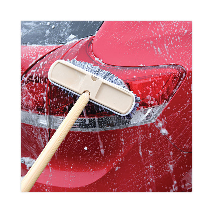 Polystyrene Vehicle Brush with Vinyl Bumper, Black/White Polystyrene Bristles, 10" Brush