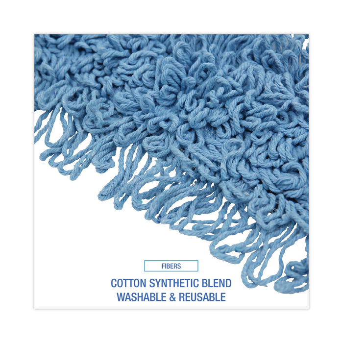 Dust Mop Head, Cotton/Synthetic Blend, 36 x 5, Looped-End, Blue