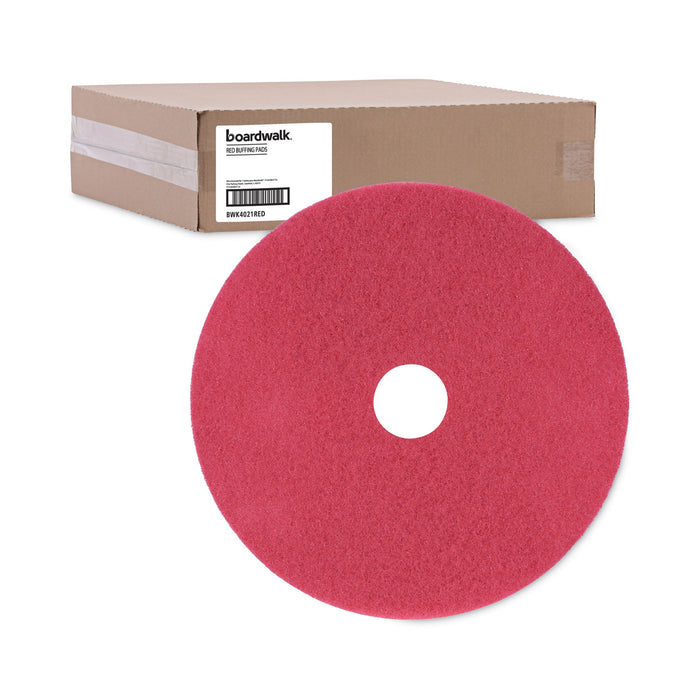 Buffing Floor Pads, 21" Diameter, Red, 5/Carton