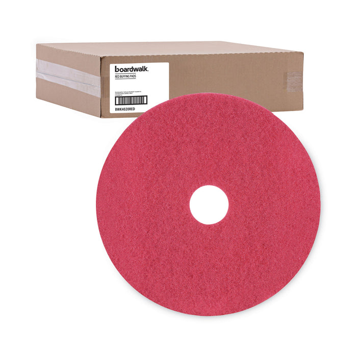 Buffing Floor Pads, 20" Diameter, Red, 5/Carton