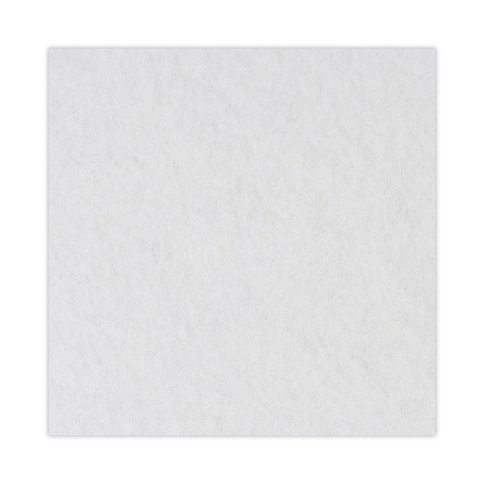 Polishing Floor Pads, 12" Diameter, White, 5/Carton