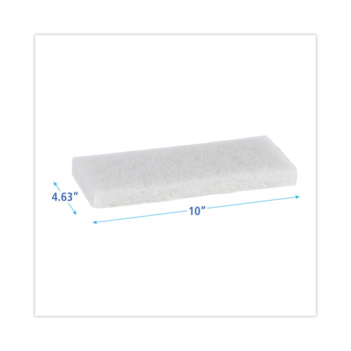 Light Duty Scour Pad, 4.63  x 10, White, 20/Carton