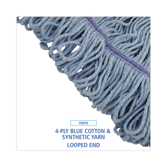 Mop Head, Loop-End, Cotton With Scrub Pad, Large, 12/Carton