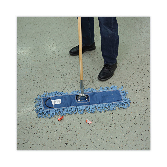 Boardwalk® Dry Mopping Kit, 24 x 5 Blue Synthetic Head, 60" Natural Wood/Metal Handle