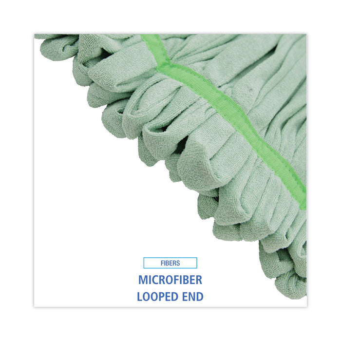 Boardwalk® Microfiber Looped-End Wet Mop Head, Large, Green, 12/Carton