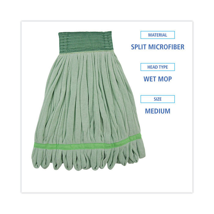 Boardwalk® Microfiber Looped-End Wet Mop Head, Medium, Green