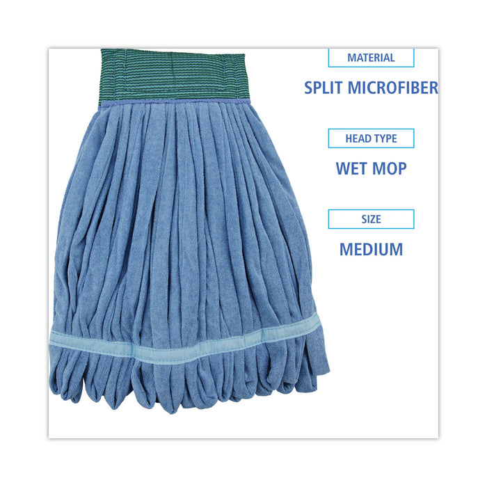 Boardwalk® Microfiber Looped-End Wet Mop Heads, Medium, Blue, 12/Carton, 12/Carton