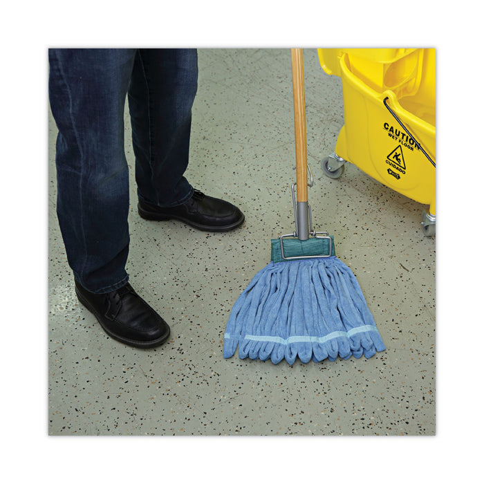 Boardwalk® Microfiber Looped-End Wet Mop Heads, Medium, Blue, 12/Carton, 12/Carton