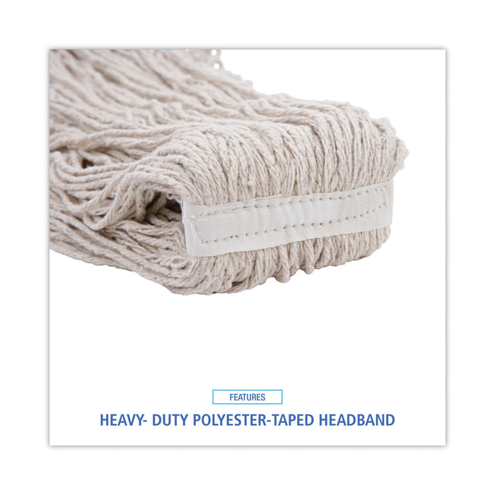 Mop Head, Pro Loop Web/Tailband, Premium Standard Head, Cotton, 32-Oz., White