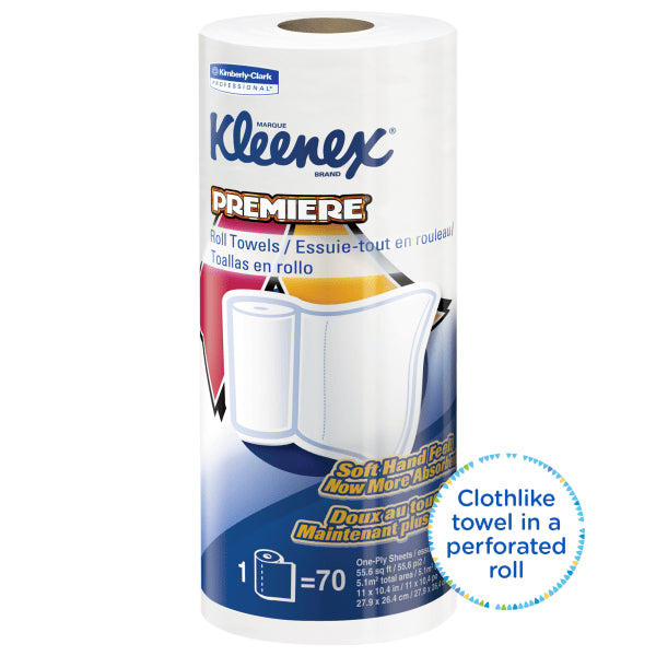 Kleenex® Premier 1-Ply Paper Towels , Perforated, 70 Sheets Per Roll, Pack of 24 Rolls