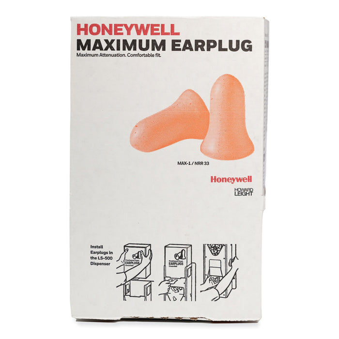 Howard Leight® by Honeywell MAXIMUM Single-Use Earplugs, Leight Source 200 Refill, Cordless, 33NRR, Coral, 500 Pairs