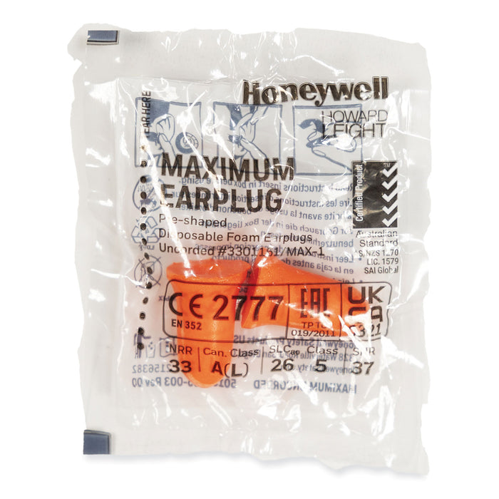 Howard Leight® by Honeywell MAXIMUM Single-Use Earplugs, Leight Source 200 Refill, Cordless, 33NRR, Coral, 500 Pairs