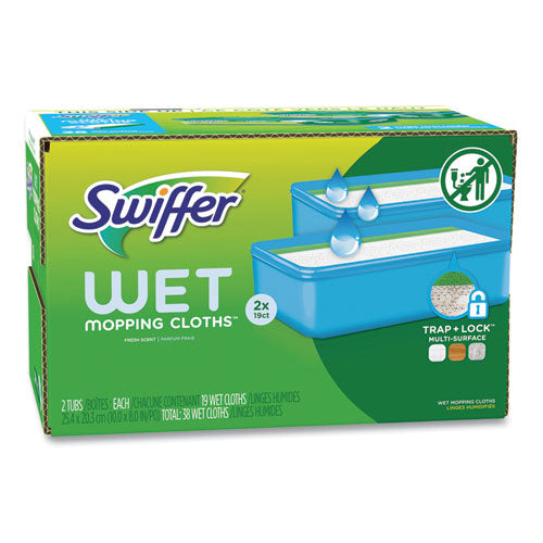 Swiffer® Sweeper TRAP + LOCK Wet Mop Cloth, 8 x 10, White, Open Window Scent, 38/Pack