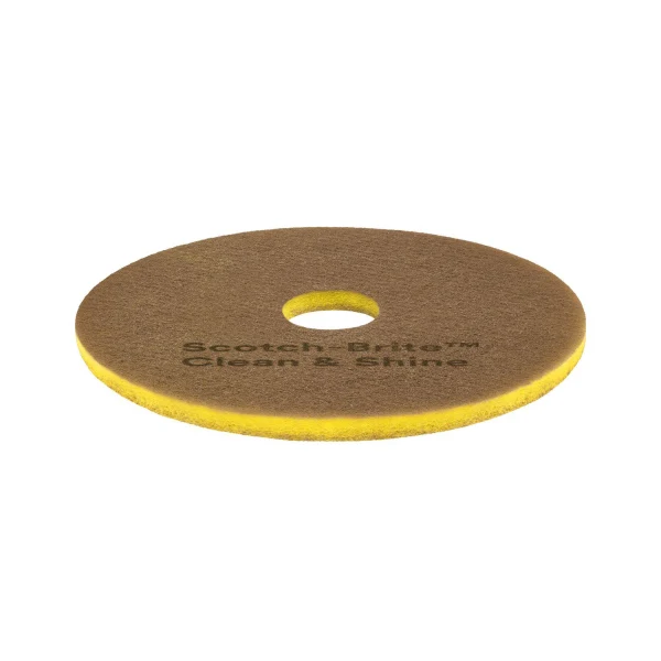 Scotch-Brite™ Clean & Shine Floor Pads, 16", Yellow/Gold, Case Of 5