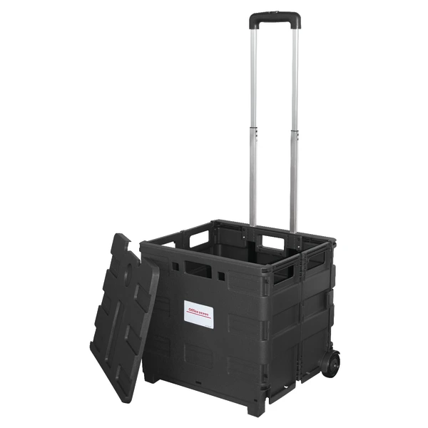 Stair Climber Utility Cart With Lid, 39-3/8”H x 18-7/8”W x 16-1/2”D, Black - Each