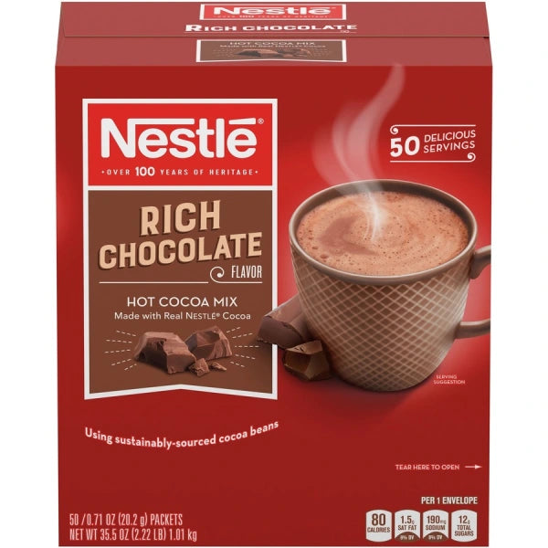 Nestlé® Rich Chocolate Hot Cocoa, 0.71 Oz, Box Of 50 Packets