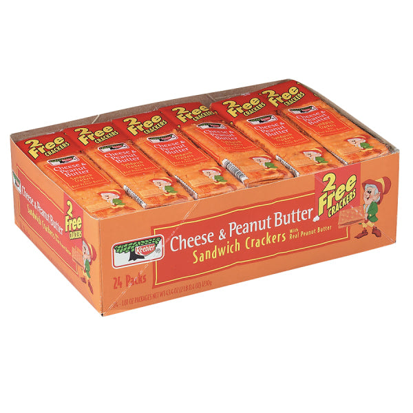 Keebler® Sandwich Crackers, Cheese & Peanut Butter, 1.8 Oz, Box Of 12