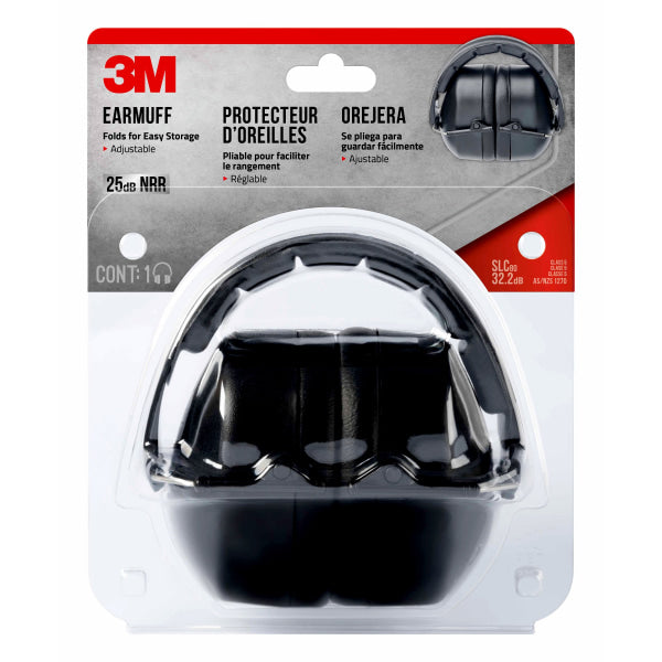 3M™ Folding Earmuff 90563H1-DC, Black/EA