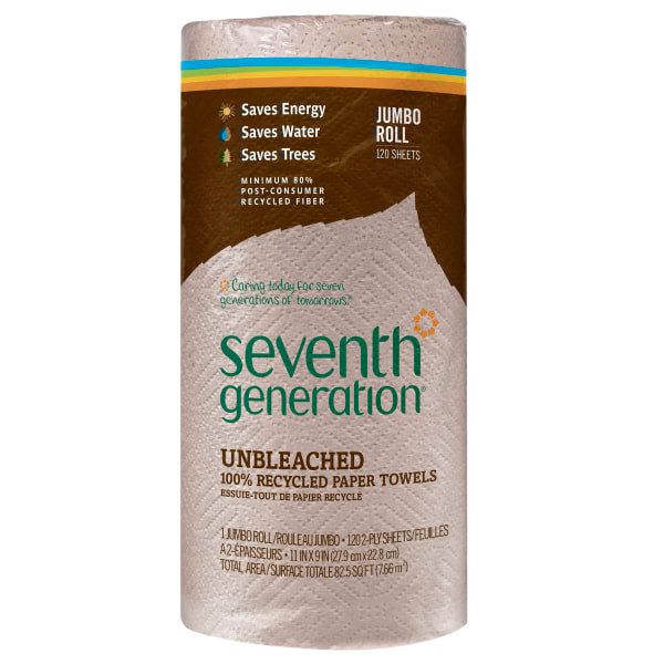 Seventh Generation™ 2-Ply Paper Towels, 100% Recycled, Brown, Roll Of 120 Sheets