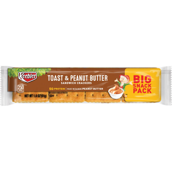 Keebler® Sandwich Crackers, Toast And Peanut Butter, 1.8 Oz, Box Of 12