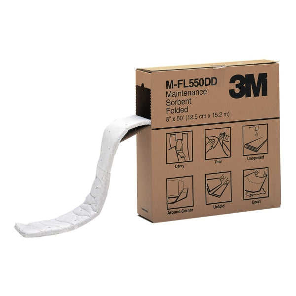 3M™ Maintenance Sorbent Folded Rolls 5" X 600", Gray, Case Of 3 Rolls